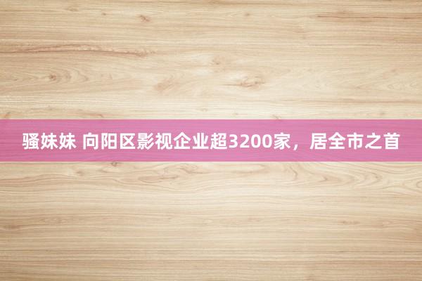 骚妹妹 向阳区影视企业超3200家，居全市之首