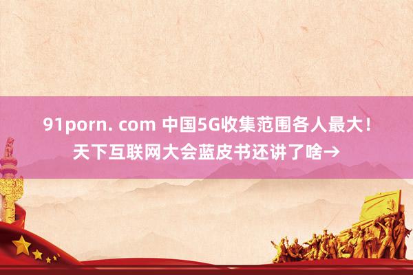 91porn. com 中国5G收集范围各人最大！天下互联网大会蓝皮书还讲了啥→