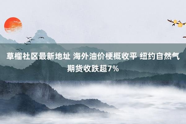 草榴社区最新地址 海外油价梗概收平 纽约自然气期货收跌超7%