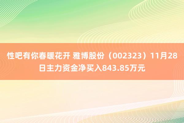 性吧有你春暖花开 雅博股份（002323）11月28日主力资金净买入843.85万元