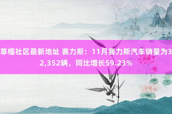 草榴社区最新地址 赛力斯：11月赛力斯汽车销量为32，352辆，同比增长59.23%