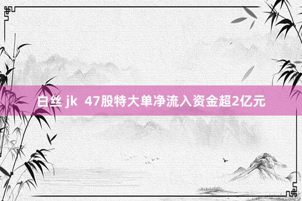 白丝 jk  47股特大单净流入资金超2亿元