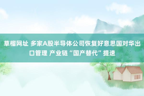 草榴网址 多家A股半导体公司恢复好意思国对华出口管理 产业链“国产替代”提速