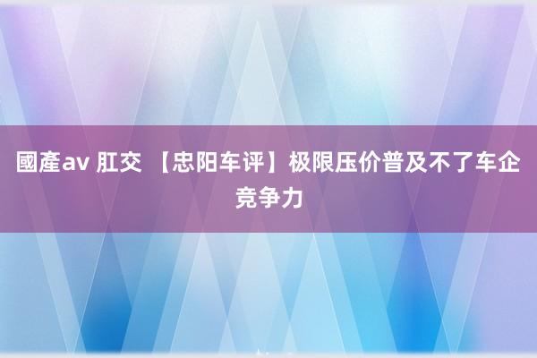 國產av 肛交 【忠阳车评】极限压价普及不了车企竞争力