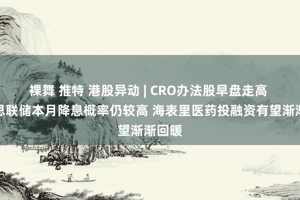 裸舞 推特 港股异动 | CRO办法股早盘走高 好意思联储本月降息概率仍较高 海表里医药投融资有望渐渐回暖