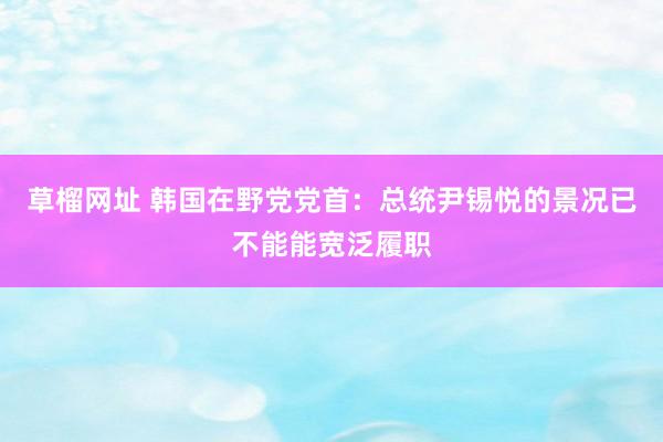 草榴网址 韩国在野党党首：总统尹锡悦的景况已不能能宽泛履职
