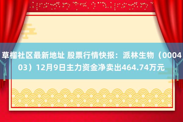草榴社区最新地址 股票行情快报：派林生物（000403）12月9日主力资金净卖出464.74万元