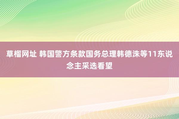 草榴网址 韩国警方条款国务总理韩德洙等11东说念主采选看望