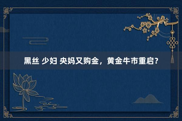 黑丝 少妇 央妈又购金，黄金牛市重启？