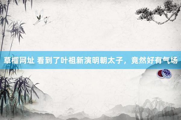 草榴网址 看到了叶祖新演明朝太子，竟然好有气场