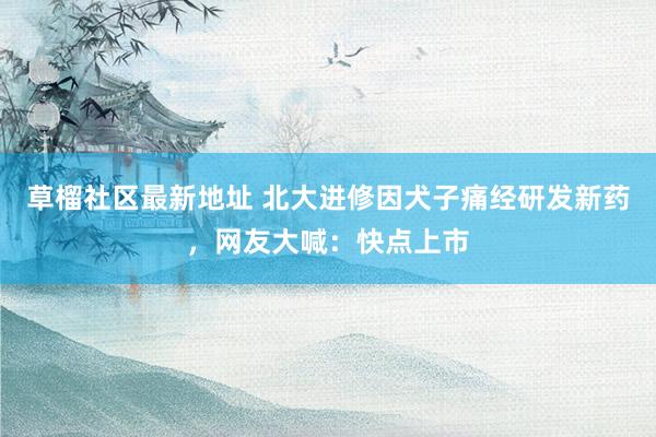 草榴社区最新地址 北大进修因犬子痛经研发新药，网友大喊：快点上市