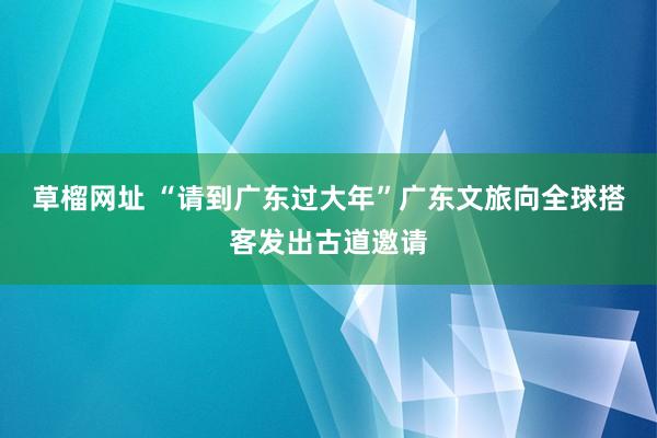 草榴网址 “请到广东过大年”广东文旅向全球搭客发出古道邀请