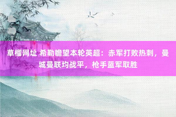 草榴网址 希勒瞻望本轮英超：赤军打败热刺，曼城曼联均战平，枪手蓝军取胜