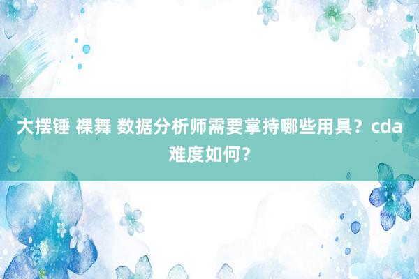 大摆锤 裸舞 数据分析师需要掌持哪些用具？cda难度如何？
