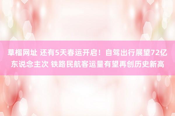 草榴网址 还有5天春运开启！自驾出行展望72亿东说念主次 铁路民航客运量有望再创历史新高