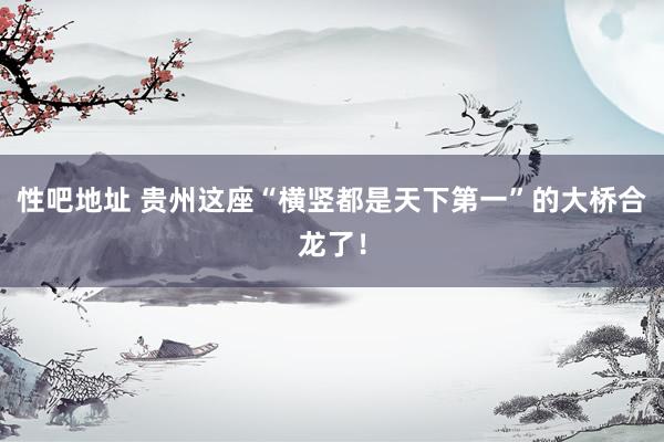性吧地址 贵州这座“横竖都是天下第一”的大桥合龙了！