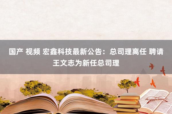国产 视频 宏鑫科技最新公告：总司理离任 聘请王文志为新任总司理