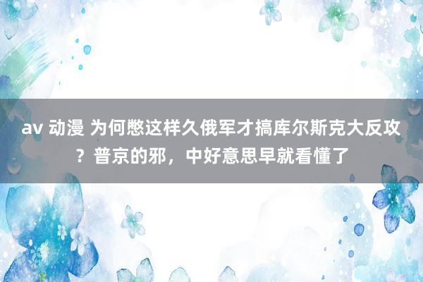 av 动漫 为何憋这样久俄军才搞库尔斯克大反攻？普京的邪，中好意思早就看懂了