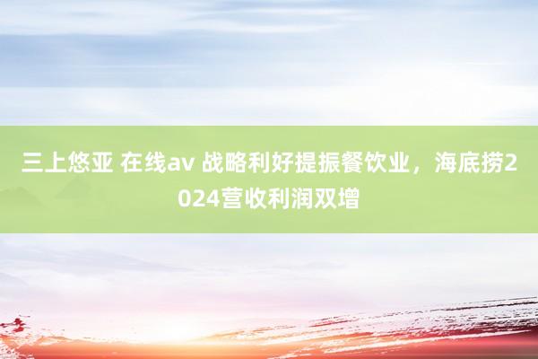 三上悠亚 在线av 战略利好提振餐饮业，海底捞2024营收利润双增